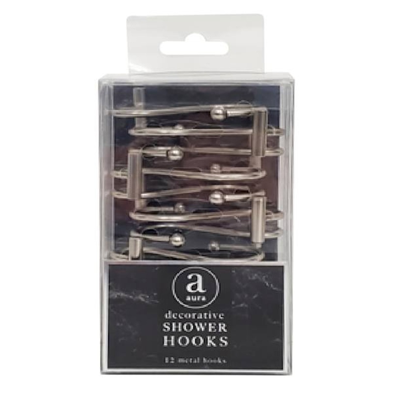 12-Piece Satin Nickel Shower Curtain Hooks