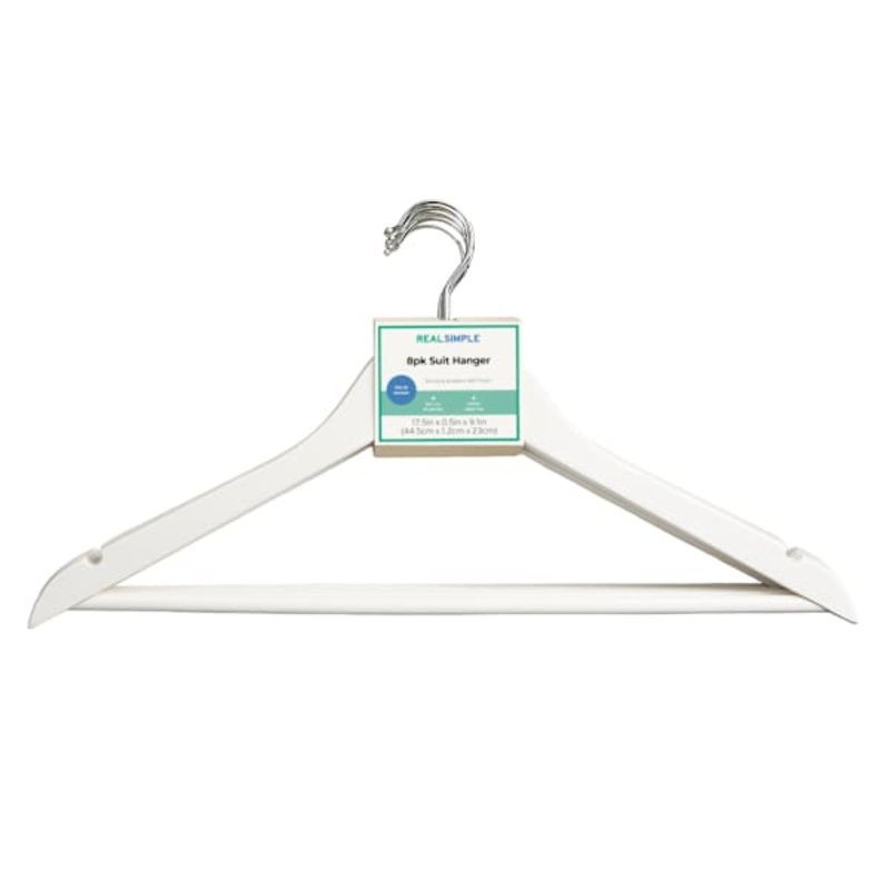 8-Pack Wood Suit Hanger, White