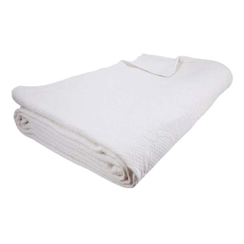 3-Piece White Link Trellis Matelasse Coverlet Set, Full/Queen