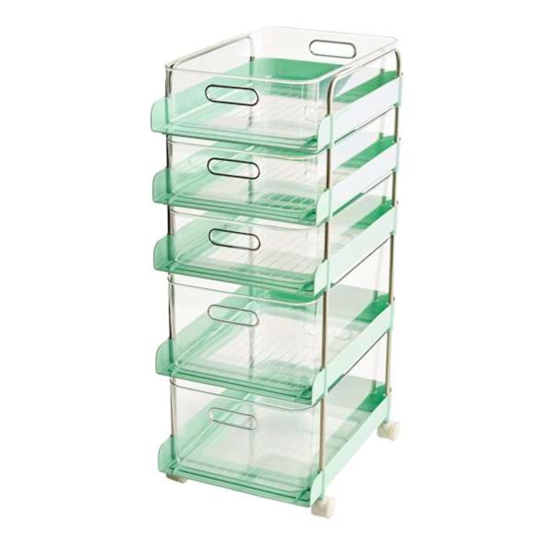 5-Drawer Acrylic Rolling Cart, Green