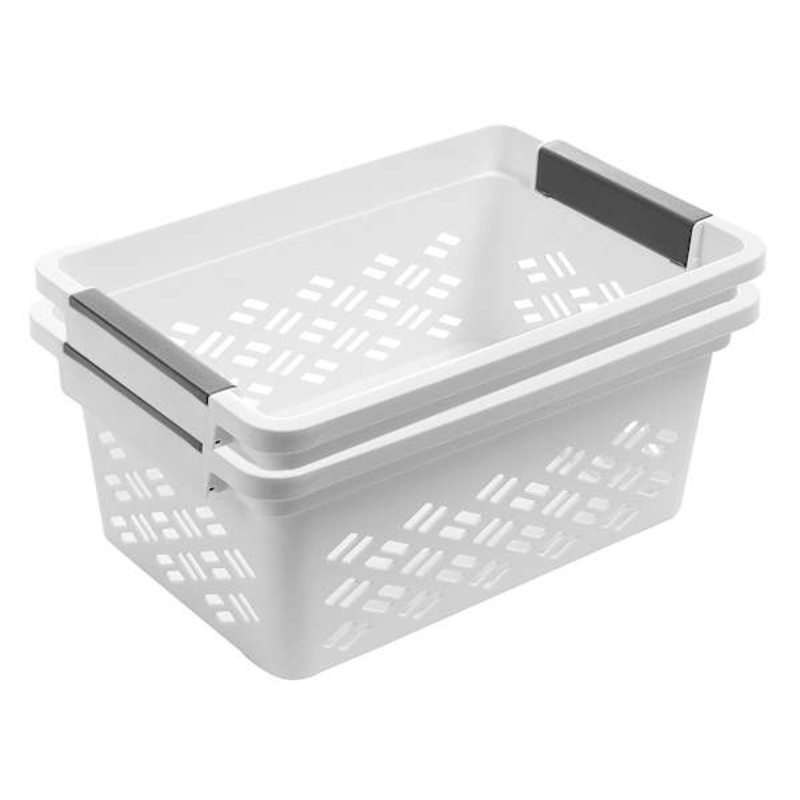 2-Pack White Brickor Stacking Basket, Small