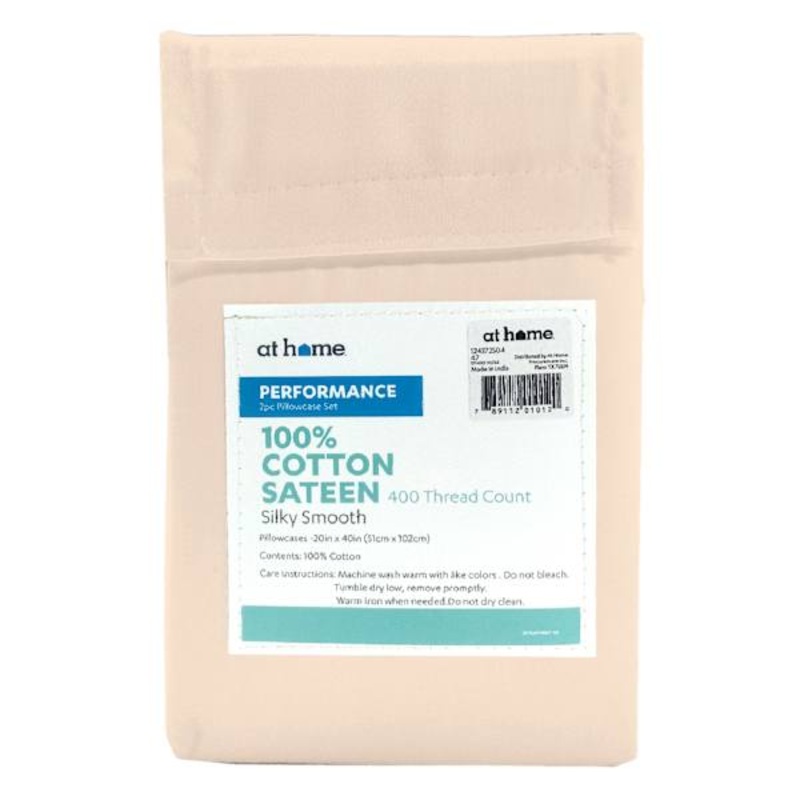 2-Piece Pink 400 Thread Count Cotton Performance Pillowcase Set, King