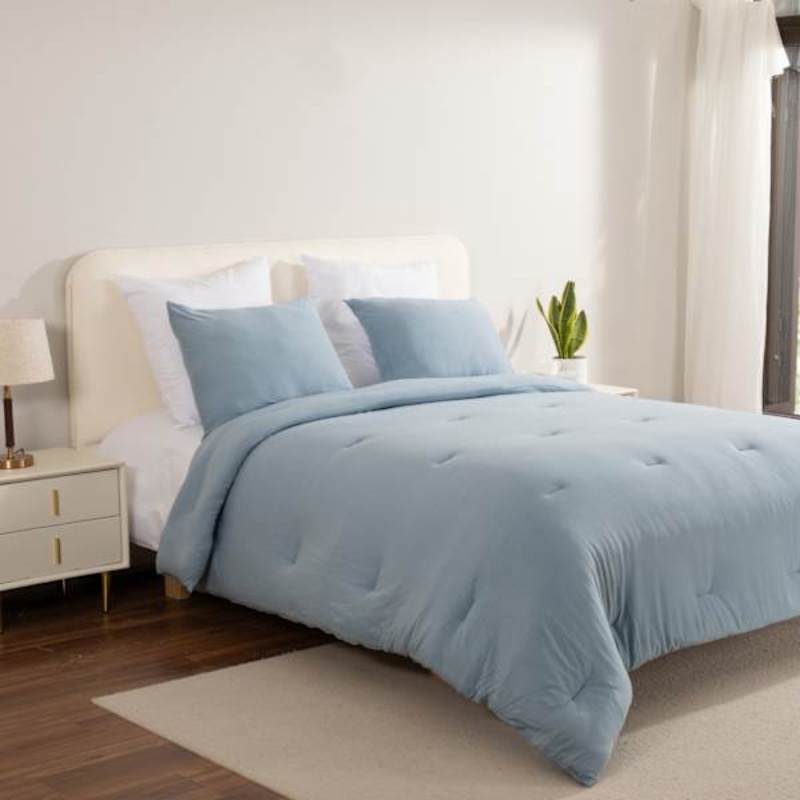 Light Blue Soft Knit Jersey Single Comforter, King