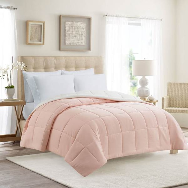 Pink & Ivory Reversible Brushed Microfiber Comforter, King