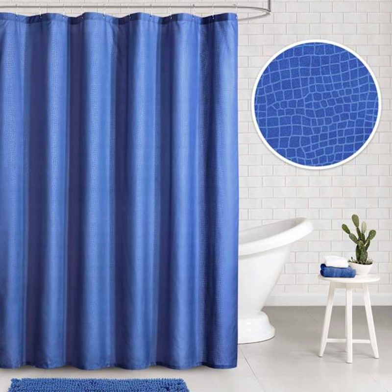 Tiny Dreamers Blue Dino Scales Embossed Shower Curtain, 72″