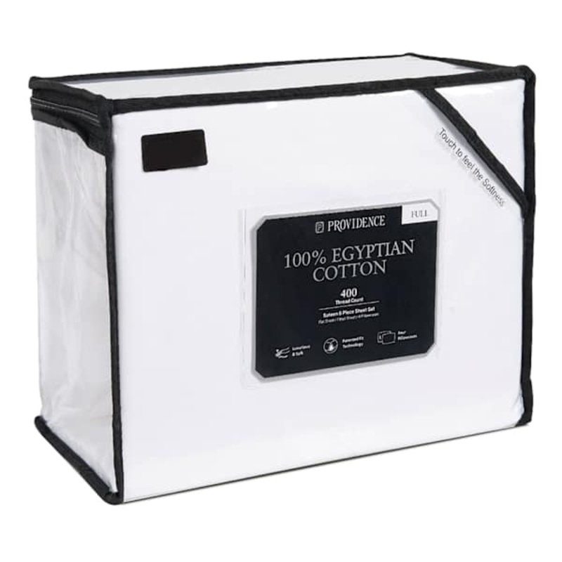 Providence 6-Piece White 100% Egyptian Cotton Sateen Sheet Set, Full