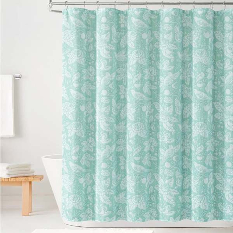 Sea Green Jacobean Songbird Shower Curtain, 72″