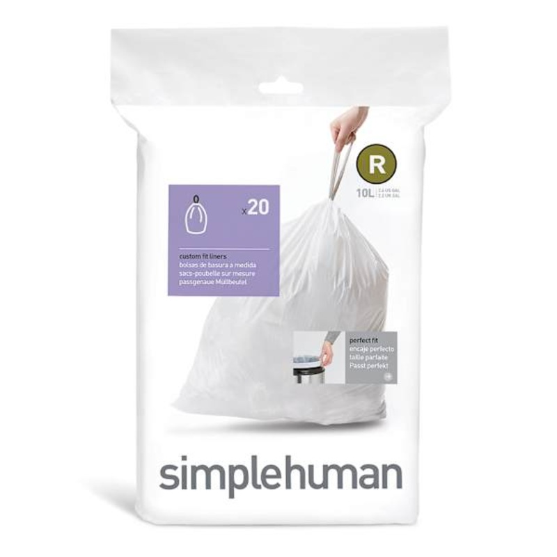 SimpleHuman 20-Pack Custom Fit Trash Can Liners, Code R