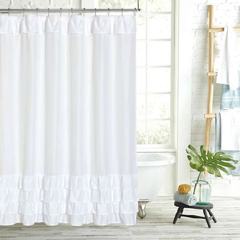 Tiny Dreamers Treats & Tiaras White Ruffle Shower Curtain, 72″