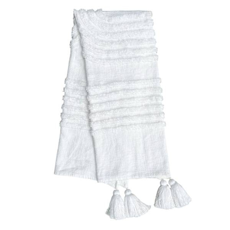 White Cotton Tufted Wave Throw Blanket, 50×60