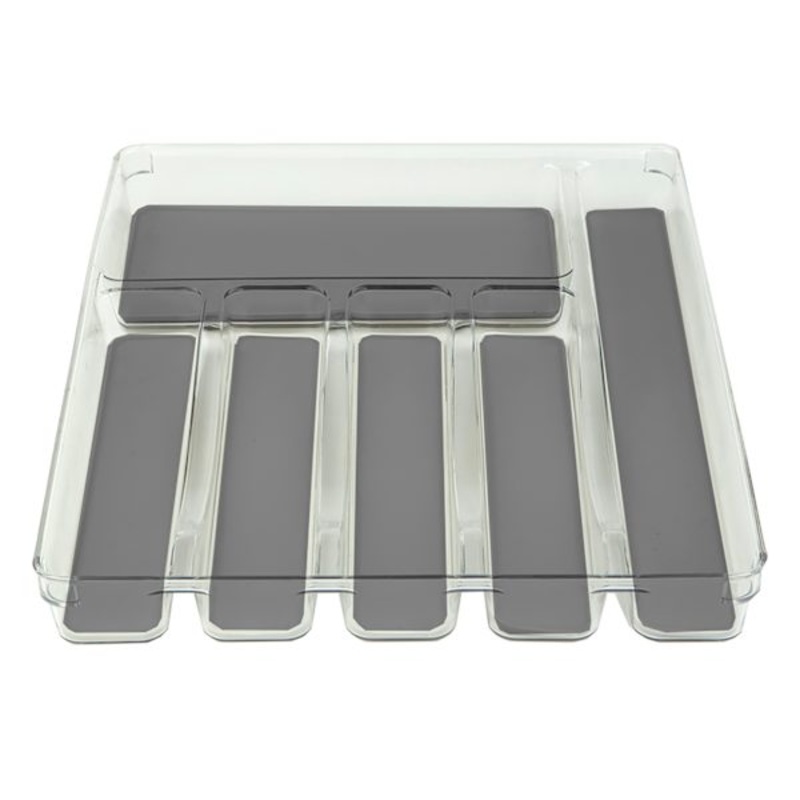White Cutlery Tray with Grey Rubber Base, 12×15