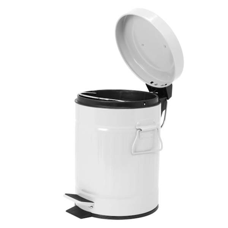 White Retro Step Trash Can, 5l