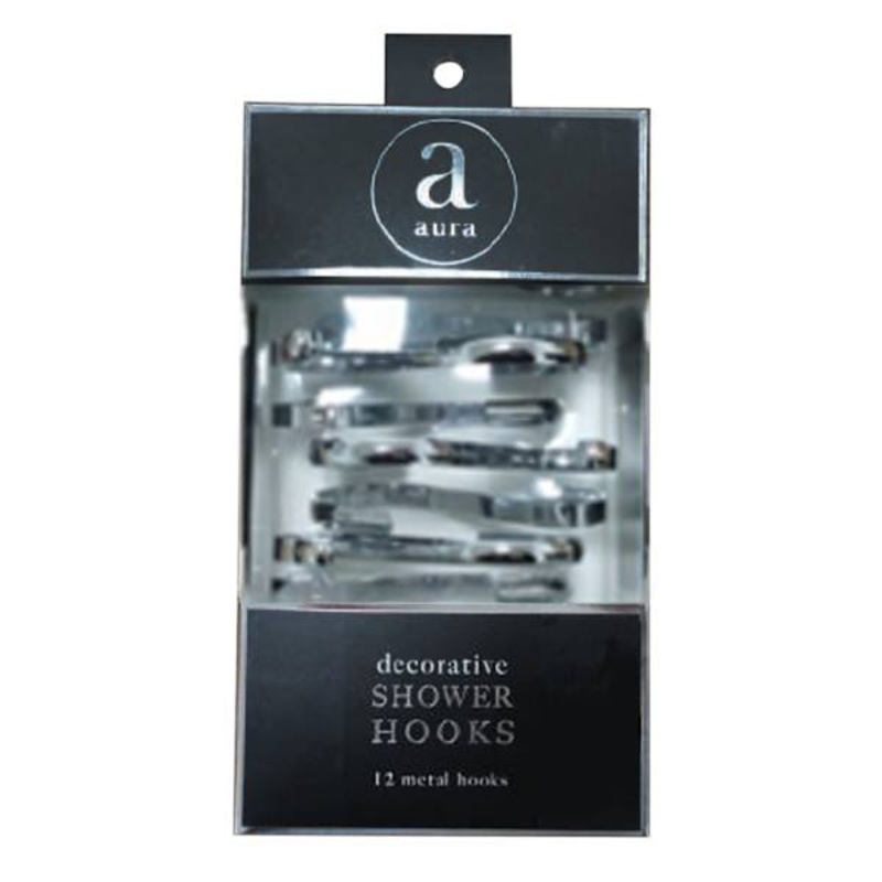 12-Piece Chrome S-Shaped Shower Curtain Hooks