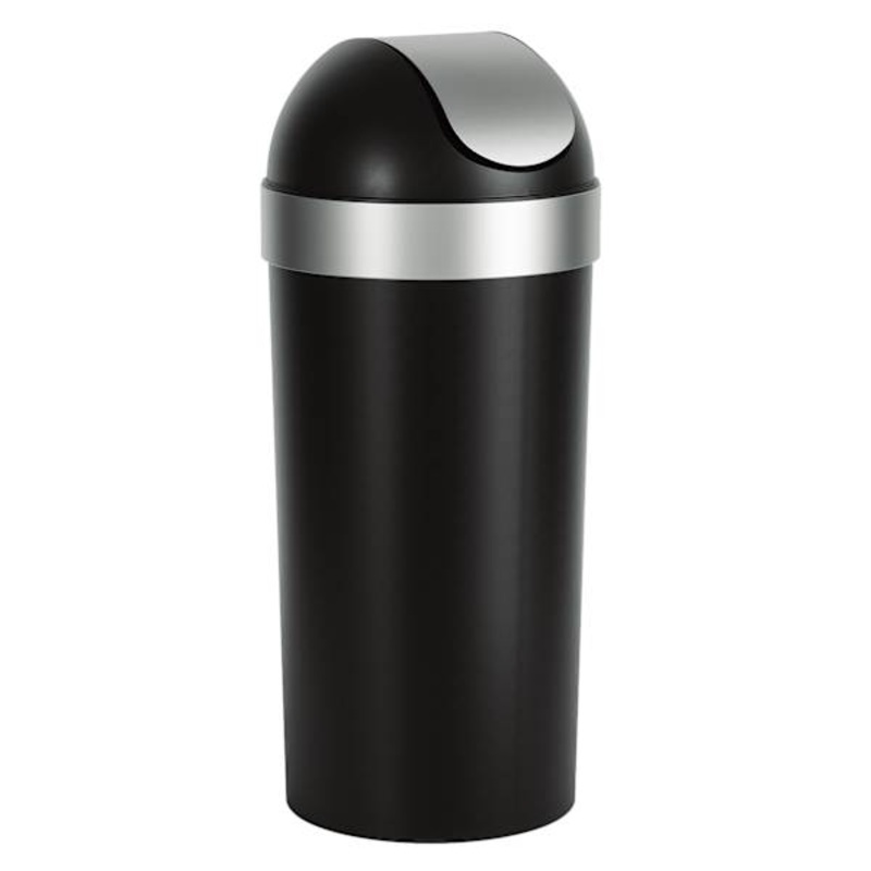 Black & Nickel Venti Trash Can, 16.5gal