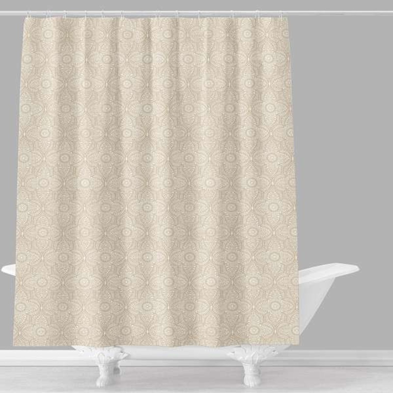 Taupe Arabesque Medallion Shower Curtain, 72″