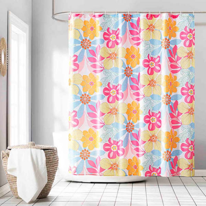 13-Piece Lola Multicolor Floral Shower Curtain Set, 70×72