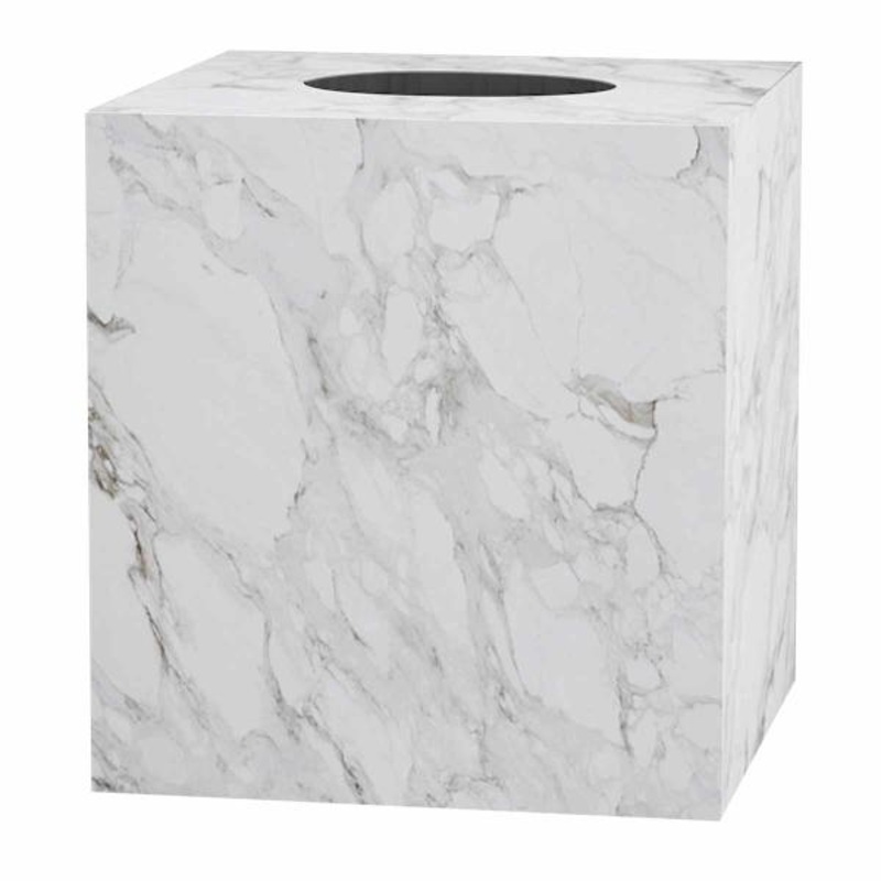 Belle Grey & White Marbled Tissue Box, 6″
