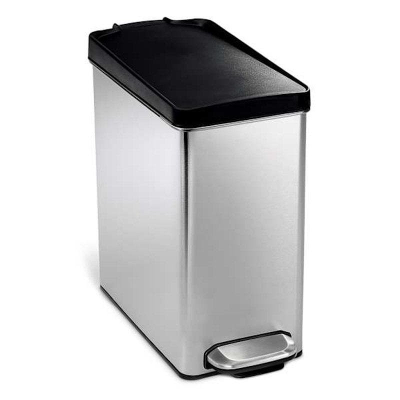 SimpleHuman Profile Brushed Stainless Steel with Black Lid Step Can, 10l (2.6gal)