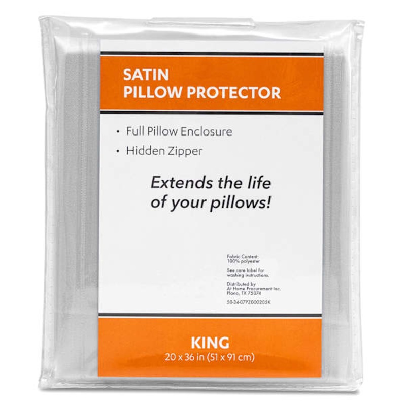 White Satin Bed Pillow Protector, King