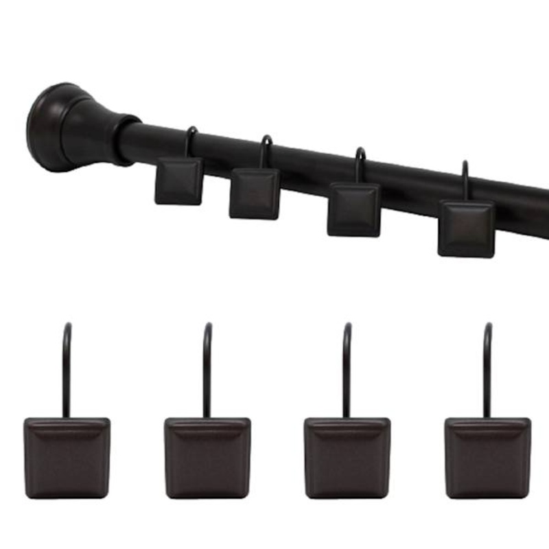 12-Piece Bronze Square Shower Curtain Hooks