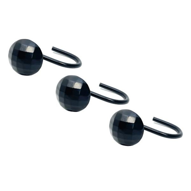 12-Piece Matte Black Disco S-Shaped Shower Curtain Hooks