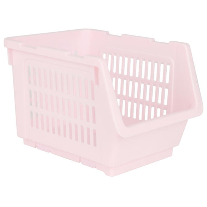 2-Pack Light Pink Stackable Storage Basket, Extra Small