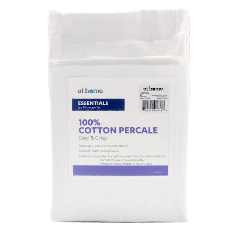 2-Piece White 200 Thread Count Cotton Essentials Pillowcase Set, King