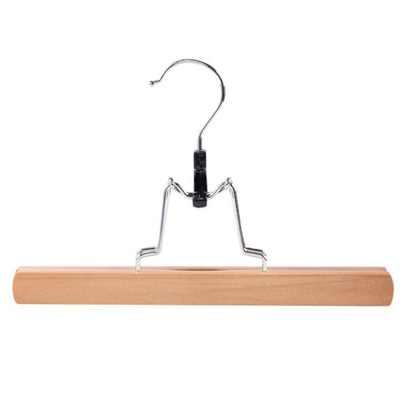 3-Piece Pant Hanger with Clamp, Natural Wood