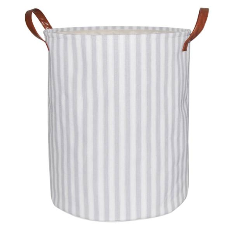 Striped Fabric Laundry Hamper with Handles, Large
