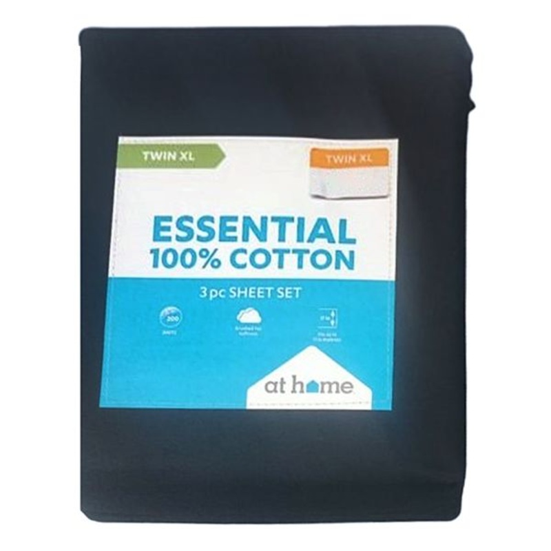 3-Piece Black 200 Thread Count 100% Cotton Sheet Set, Twin/Twin XL