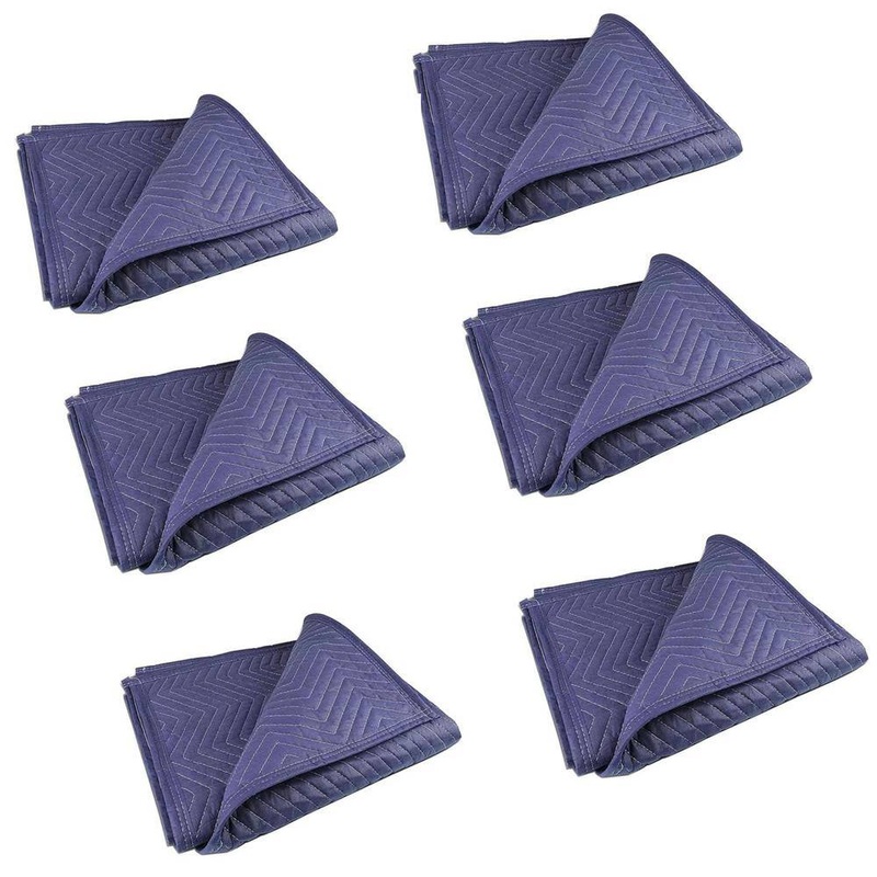 Angel Sar 6 Packs 40 in. x 72 in. Blue Cotton Moving Blankets, Furniture Shipping Blankets for Lift Shipping Supplies Secure VP10RY40