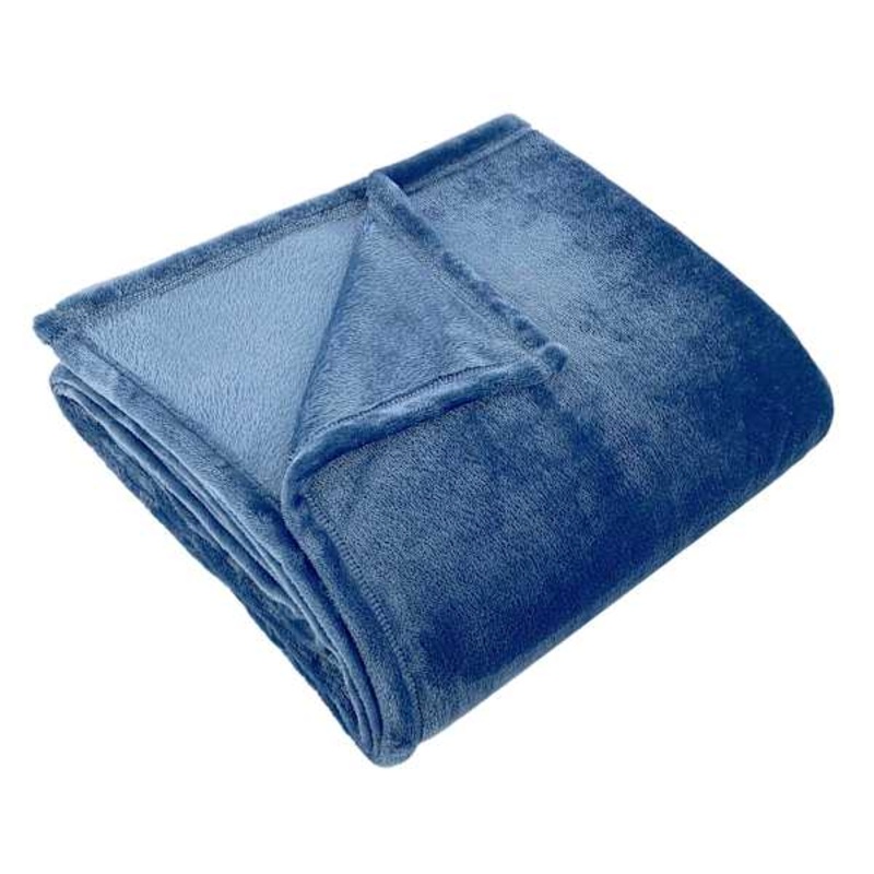 Navy Blue Plush Bed Blanket, King