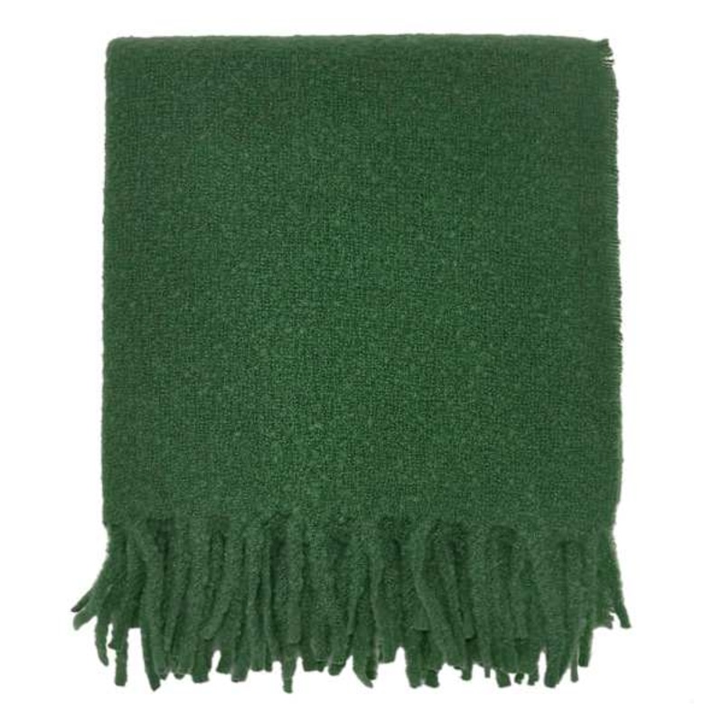 Providence Green Yarn Woven Throw Blanket with Fringe, 50×60