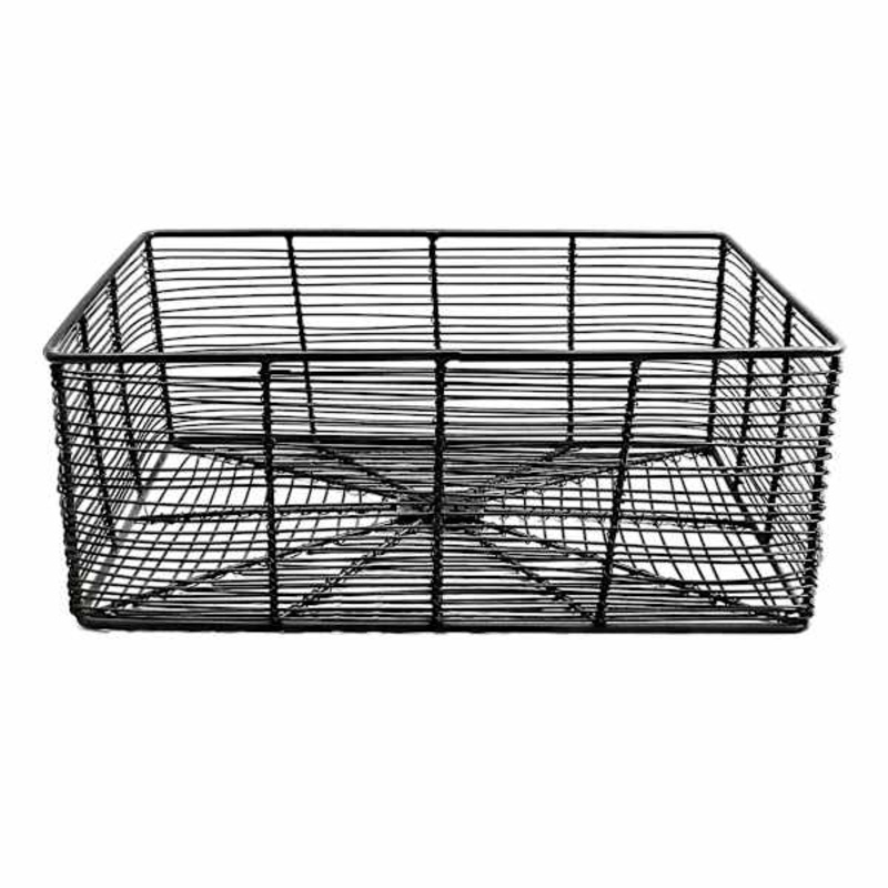 Tracey Boyd Charcoal Grey Rectangle Metal Storage Basket, Large