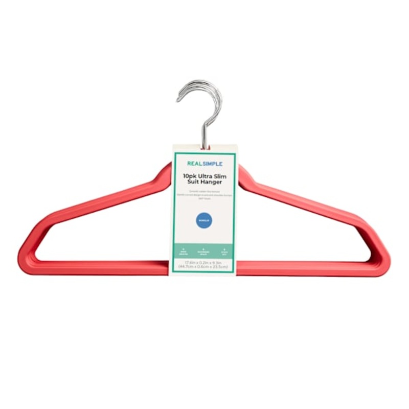 10-Pack Matte Non-Slip Suit Hanger, Red
