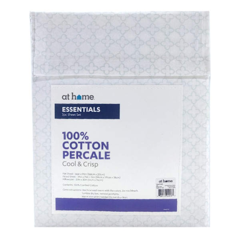 3-Piece Blue Damask Print 200 Thread Count Sheet Set, Twin