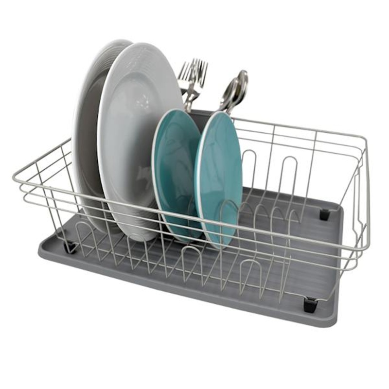 3-Piece Contempo Dish Rack, Grey