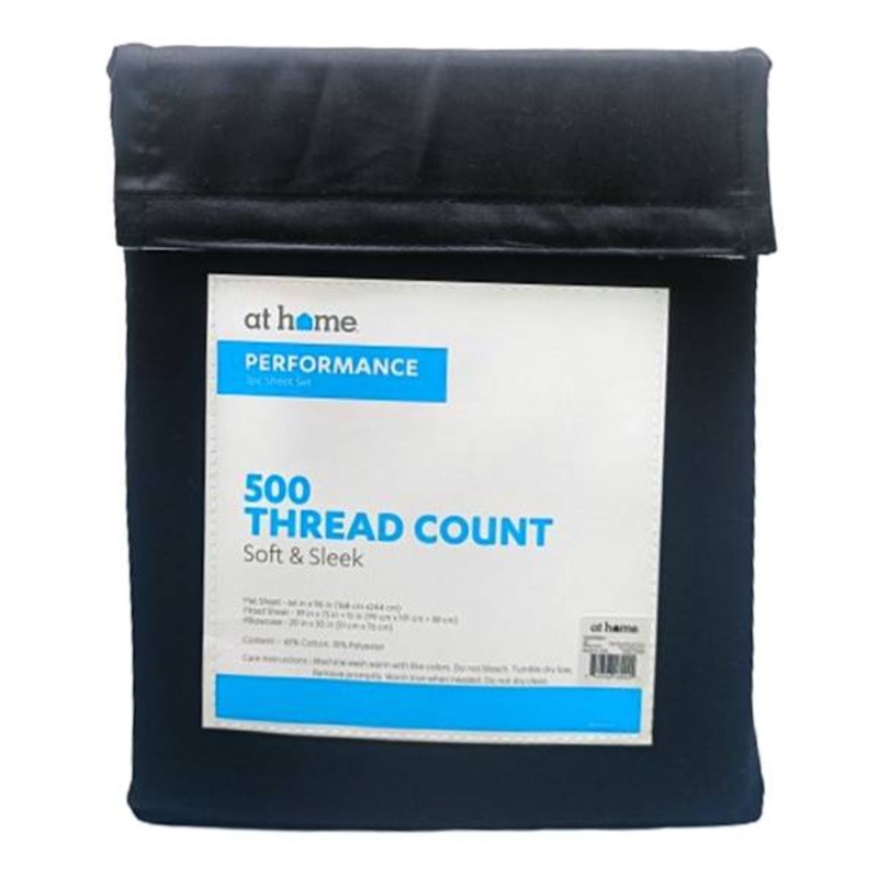 3-Piece Jet Black 500 Thread Count Performance Sheet Set, Twin
