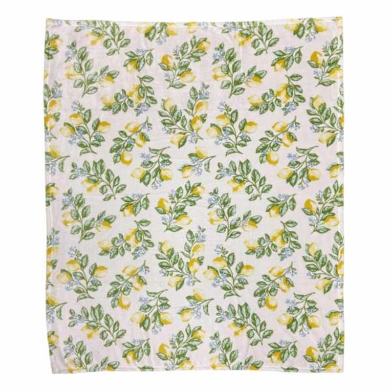 Lemon Print Micro Plush Throw Blanket, 50×60