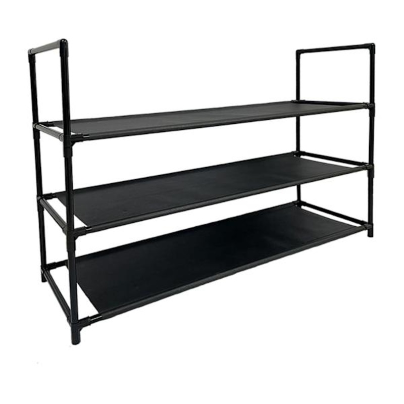 3-Tier Fabric Shoe Rack, Black
