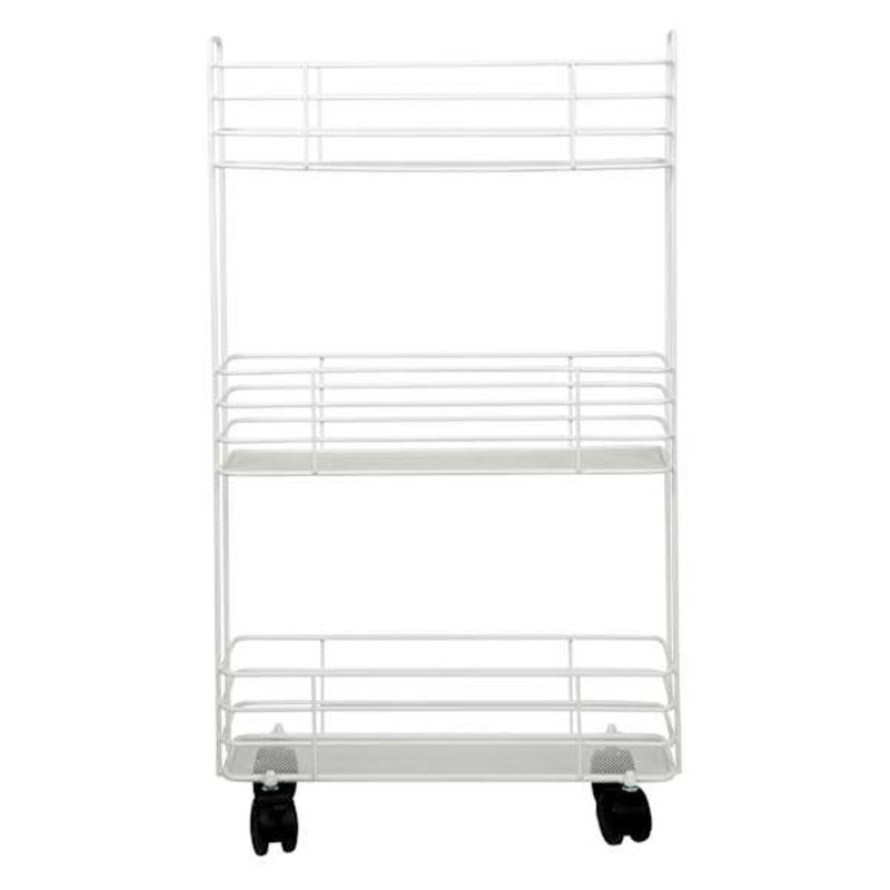 3-Tier Slim Metal Mesh Rolling Storage Cart, White