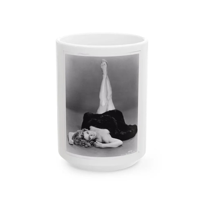 Sheree North #07 – 8×10 Full Body B&W Nude in Fur Cheesecake Photo cira 1960’s1 (Vintage Female Icon) White Coffee Mug