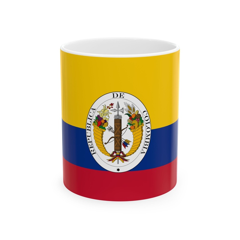 Third flag of the Gran Colombia centered coat of arms (Colombia) White Coffee Mug