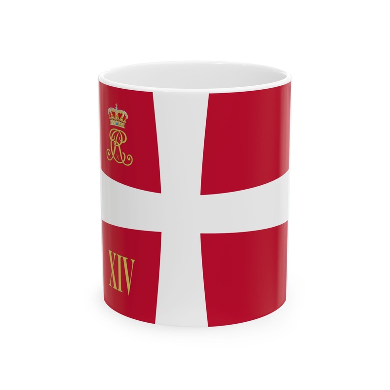 Regimental standard of 14 Battalion of Denmark 1912-1947 (Denmark) White Coffee Mug