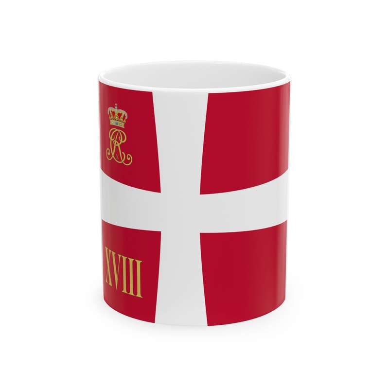 Regimental standard of 18 Battalion of Denmark 1912-1947 (Denmark) White Coffee Mug