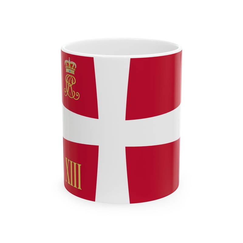 Regimental standard of 13 Battalion of Denmark 1912-1947 (Denmark) White Coffee Mug
