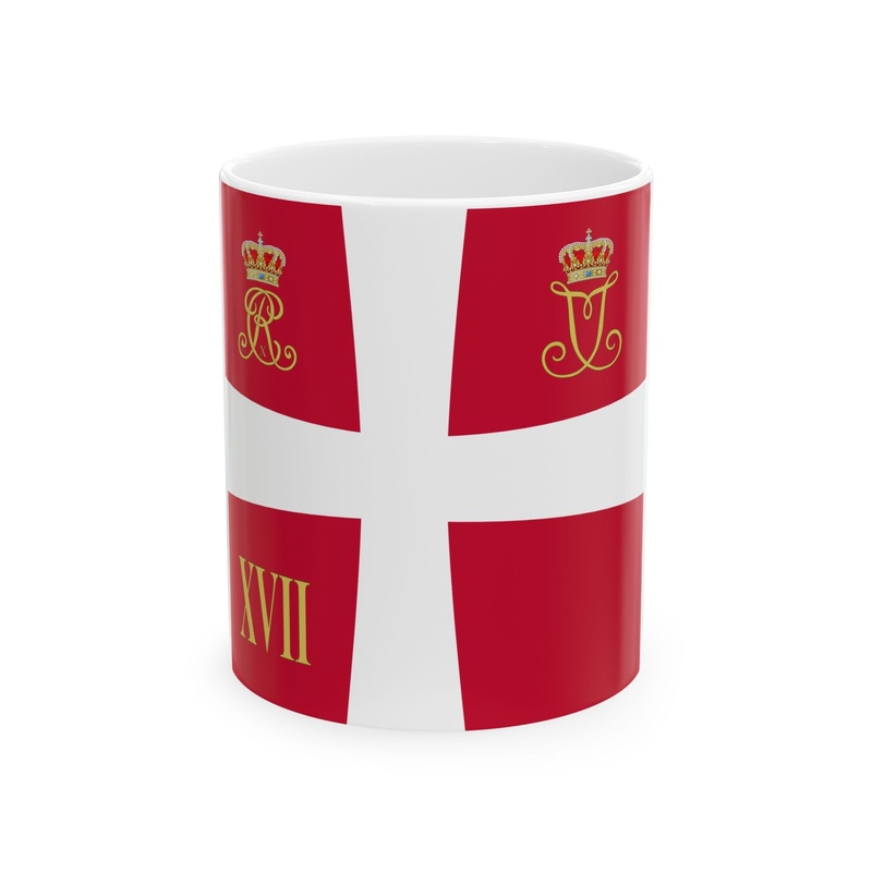 Regimental standard of 17 Battalion of Denmark 1912-1947 (Denmark) White Coffee Mug