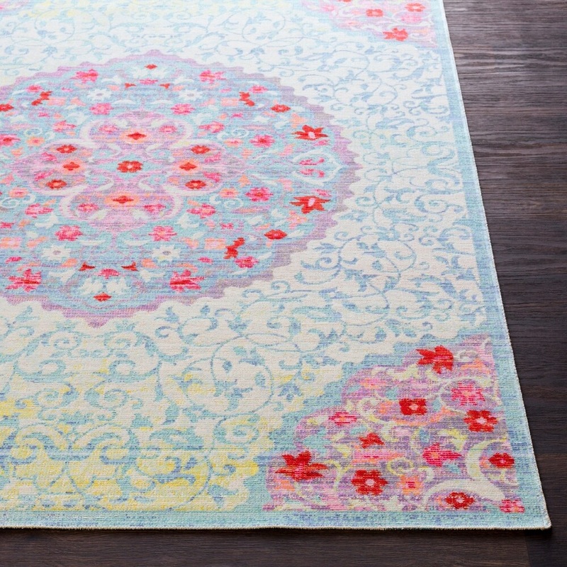 Viocla Bohemian Medallion Aqua Area Rug – 5’3″ x 7’3″