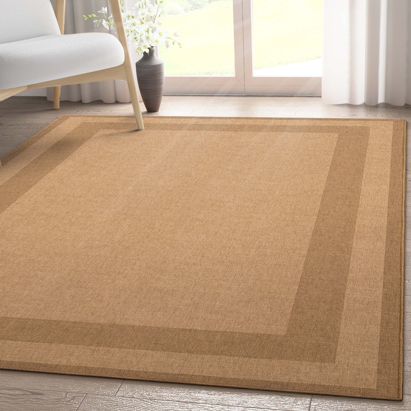 Well Woven Plain Border Flat-Weave Area Rug
