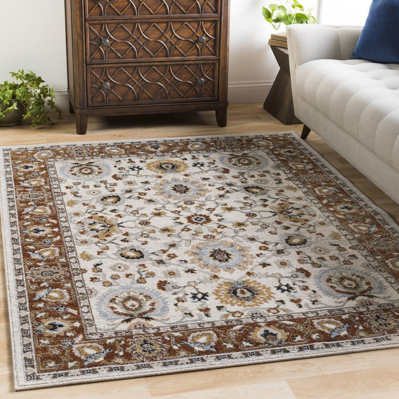 Weddall Vintage Damask Burnt Orange Area Rug (7’10 x 10’3) – 7’10” x 10’3″